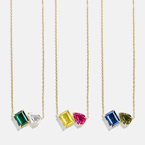Toi et Moi 18K Gold Custom Birthstone Necklace - Gold
